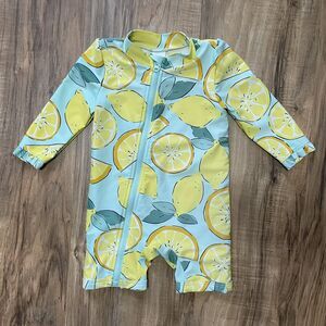 Just One You by Carters Infant Swimsuit 6 Months Long Sleeve Zipper Front Lemons